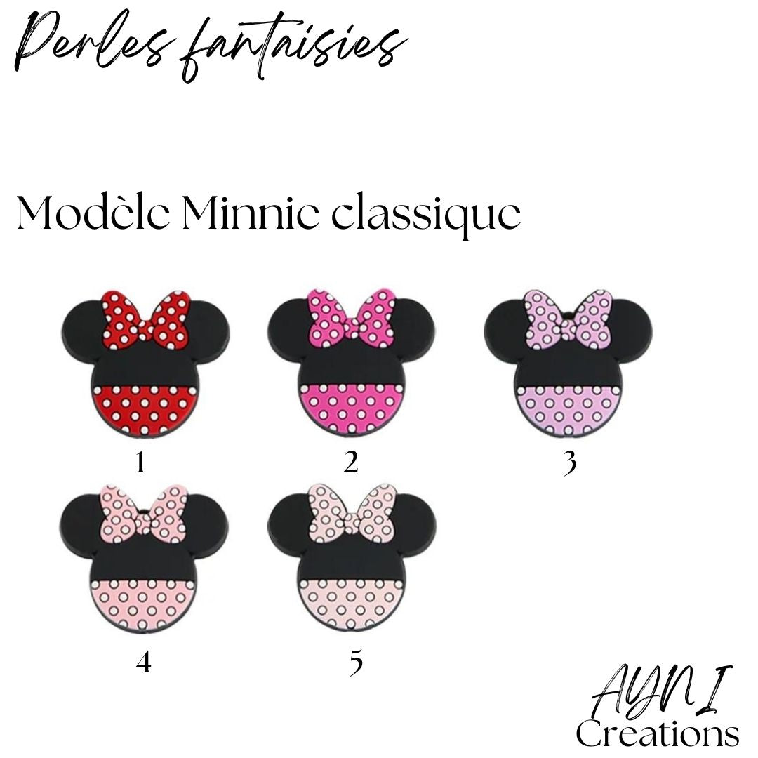 Bouchon de bouteilles MINNIE / MICKEY, personnalisés en perles silicone