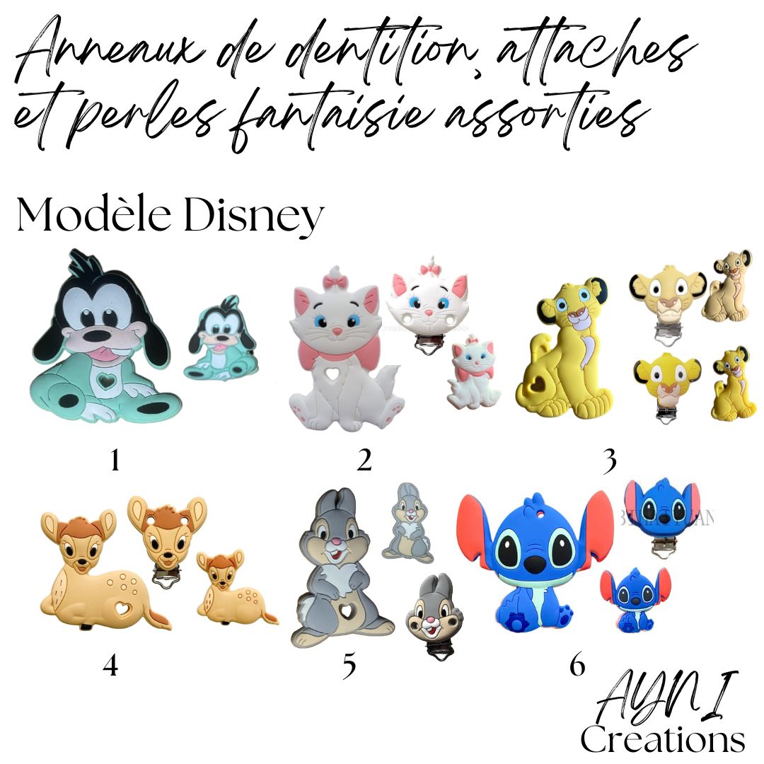 Attache-tétine personnalisée en silicone, modèle BAMBI