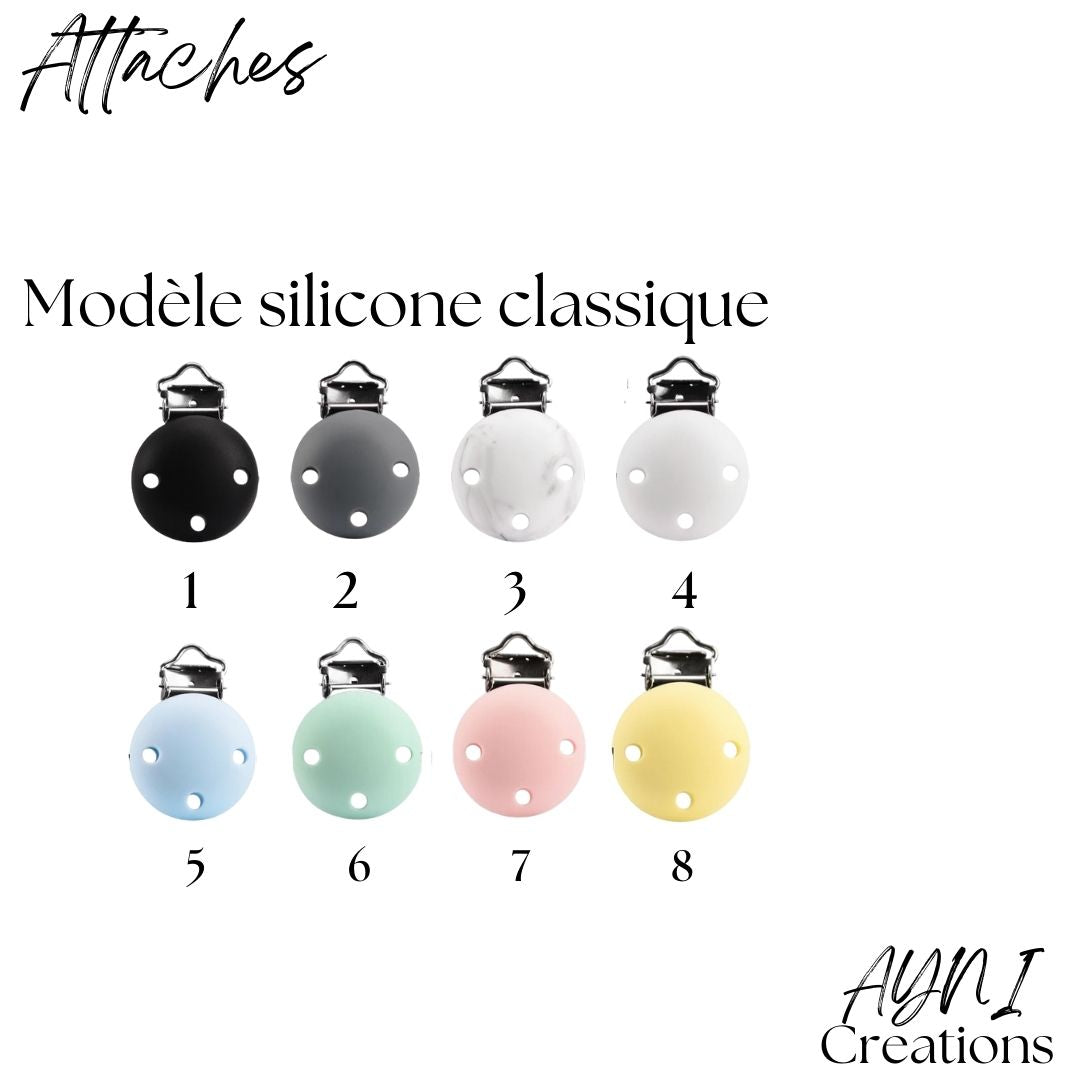 Attache-tétine personnalisée en silicone, modèle LICORNE ROSE