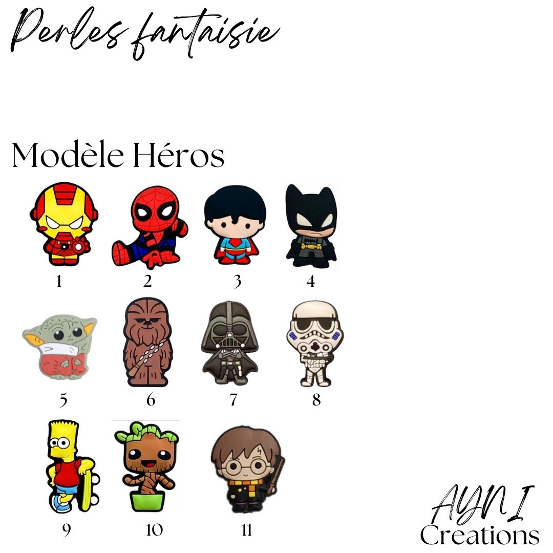 Bouchon de bouteilles HARRY POTTER / BART / GROOT, personnalisés en perles silicone