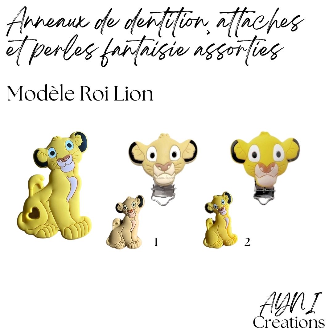 Attache-tétine personnalisée en silicone, modèle ROI LION BEIGE