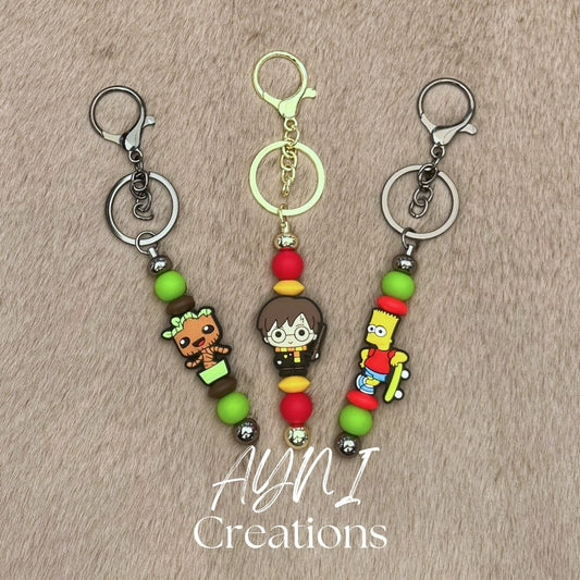 Porte-clés / bijou de sac HARRY POTTER / BART / GROOT, personnalisé en perles silicone