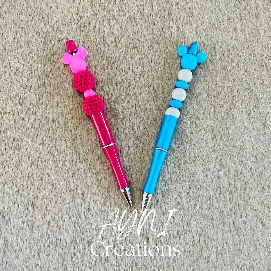 Stylo MINI MINNIE / MINI MICKEY- Personnalisable en perles silicone