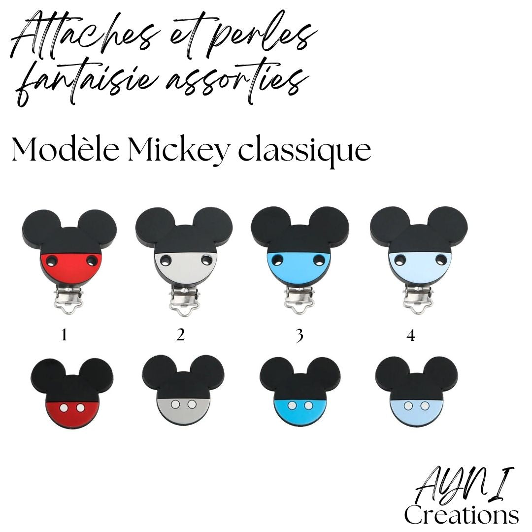 Attache-tétine personnalisée en silicone, modèle MICKEY ROUGE
