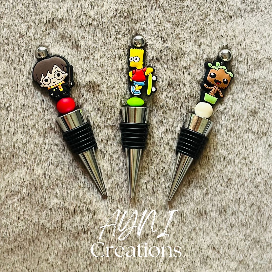 Bouchon de bouteilles HARRY POTTER / BART / GROOT, personnalisés en perles silicone