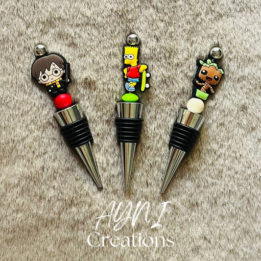 Bouchon de bouteilles HARRY POTTER / BART / GROOT, personnalisés en perles silicone