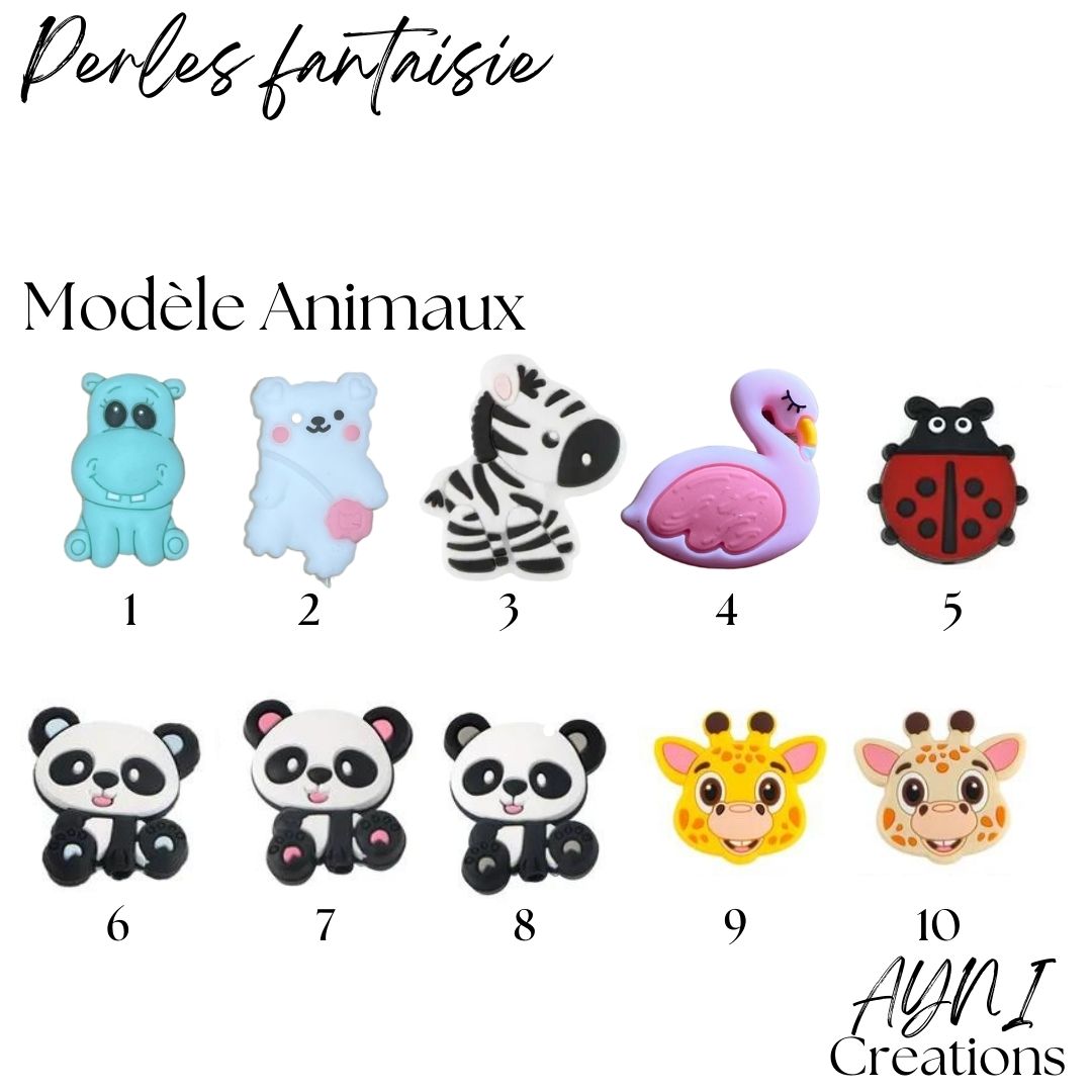 Attache-tétine personnalisée en silicone, modèle FLAMANT