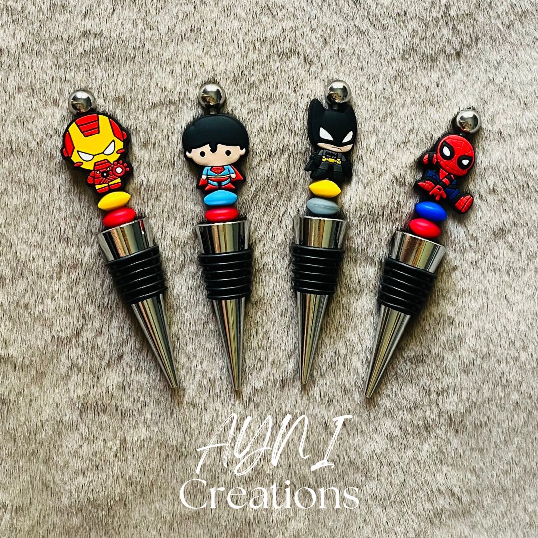 Bouchon de bouteilles SUPER HEROS, personnalisés en perles silicone