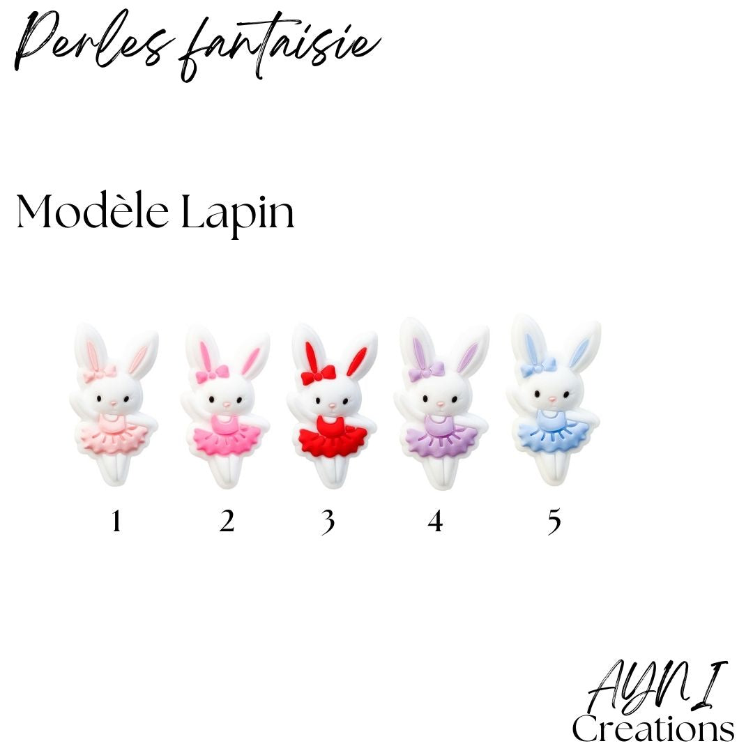 Attache-tétine personnalisée en silicone, modèle LAPIN