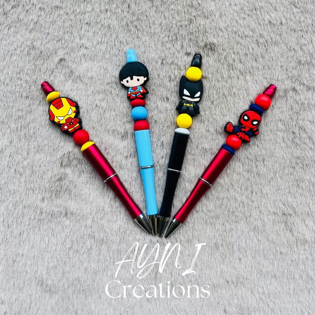 Stylo SUPER HEROS - Personnalisable en perles silicone