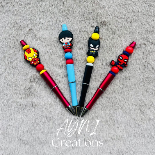 Stylo SUPER HEROS - Personnalisable en perles silicone