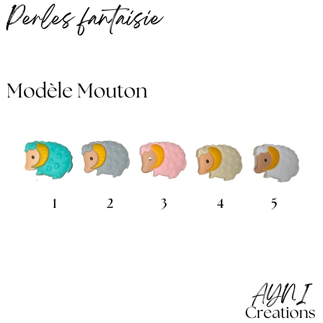 Attache-tétine personnalisée en silicone, modèle MOUTON TURQUOISE