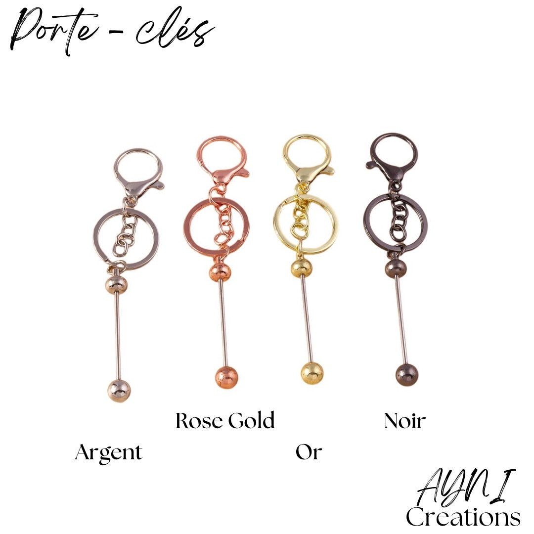 Porte-clés / bijou de sac personnalisé en perles silicone, perles de couleur + prénom