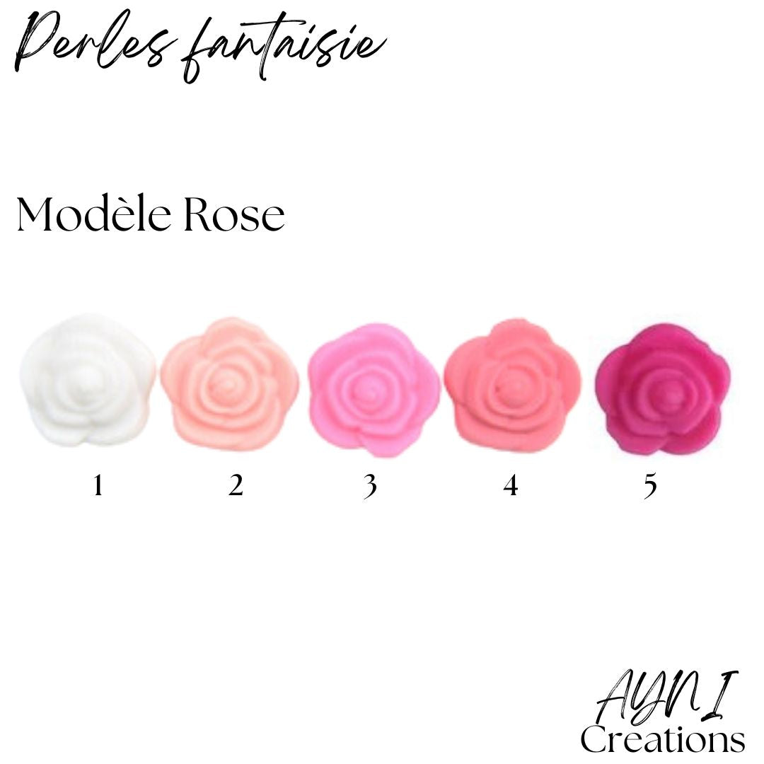 Attache-tétine personnalisée en silicone, modèle ROSE