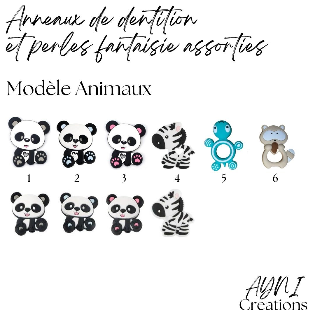 Anneau de dentition personnalisé en silicone, modèle ZEBRE