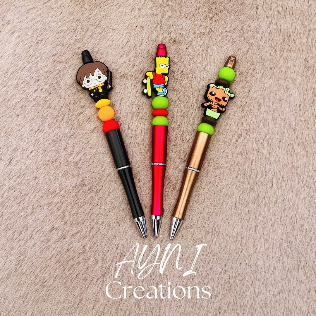 Stylo HARRY POTTER / BART / GROOT - Personnalisable en perles silicone