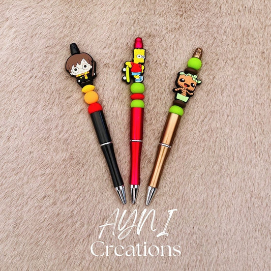 Stylo HARRY POTTER / BART / GROOT - Personnalisable en perles silicone