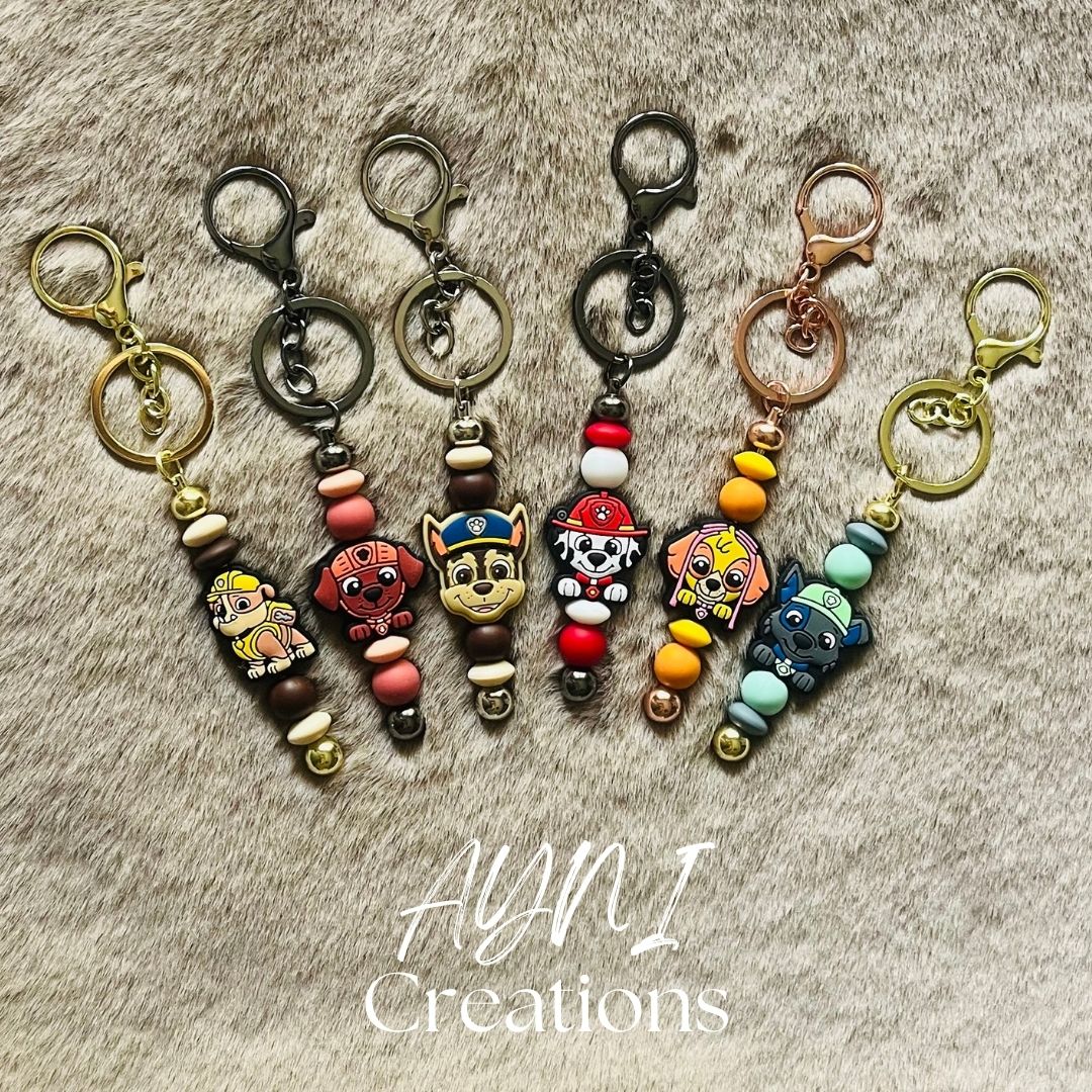 Porte-clés / bijou de sac PAT PATROUILLE, personnalisé en perles silicone