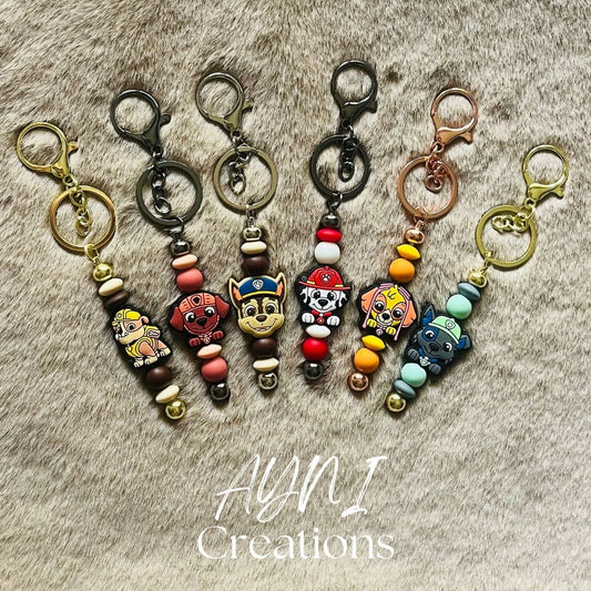 Porte-clés / bijou de sac PAT PATROUILLE, personnalisé en perles silicone