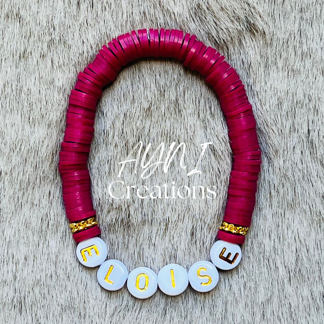 Bracelet perle heishi personnalisé PRENOM en perle polymère