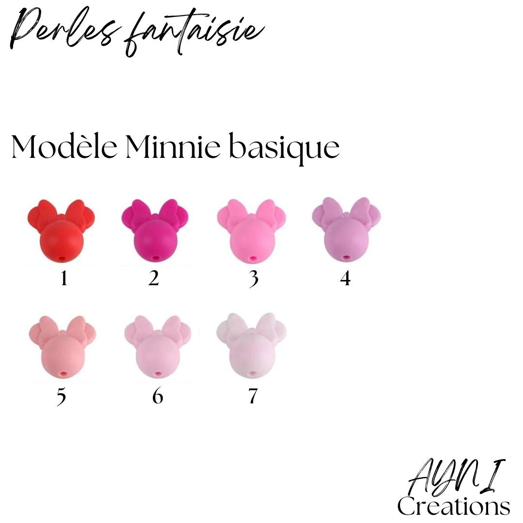 Bouchon de bouteilles MINI MINNIE / MINI MICKEY, personnalisés en perles silicone