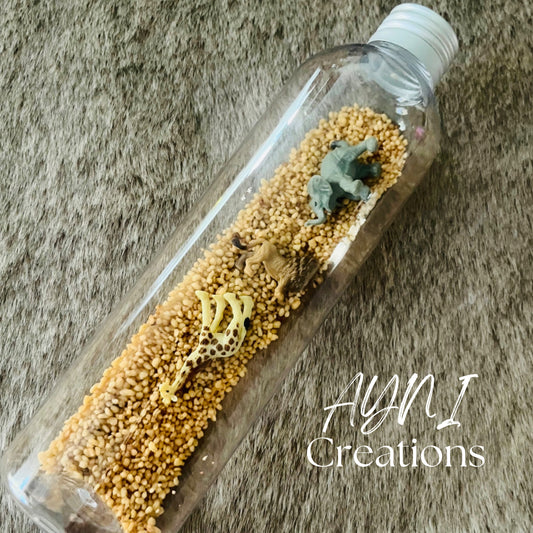 Bouteille sensorielle, modèle SAVANE - Cadeau éveil bébé