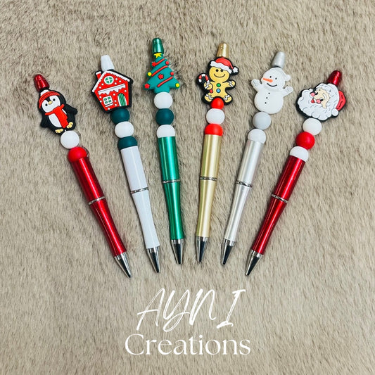 Stylo NOËL - Personnalisable en perles silicone