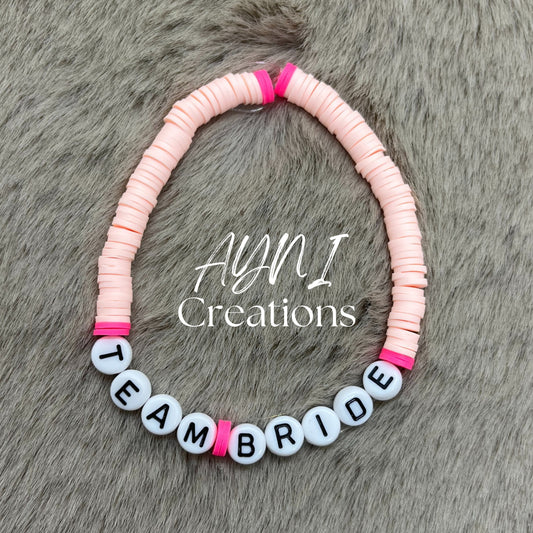 Bracelet perle heishi personnalisé TEAM BRIDE en perle polymère