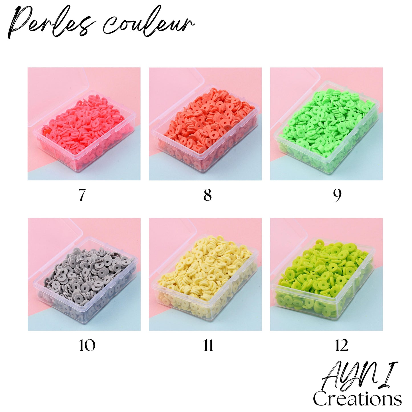 Bracelet perle heishi personnalisé MAMIE en perle polymère