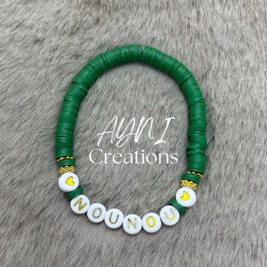 Bracelet perle heishi personnalisé NOUNOU en perle polymère